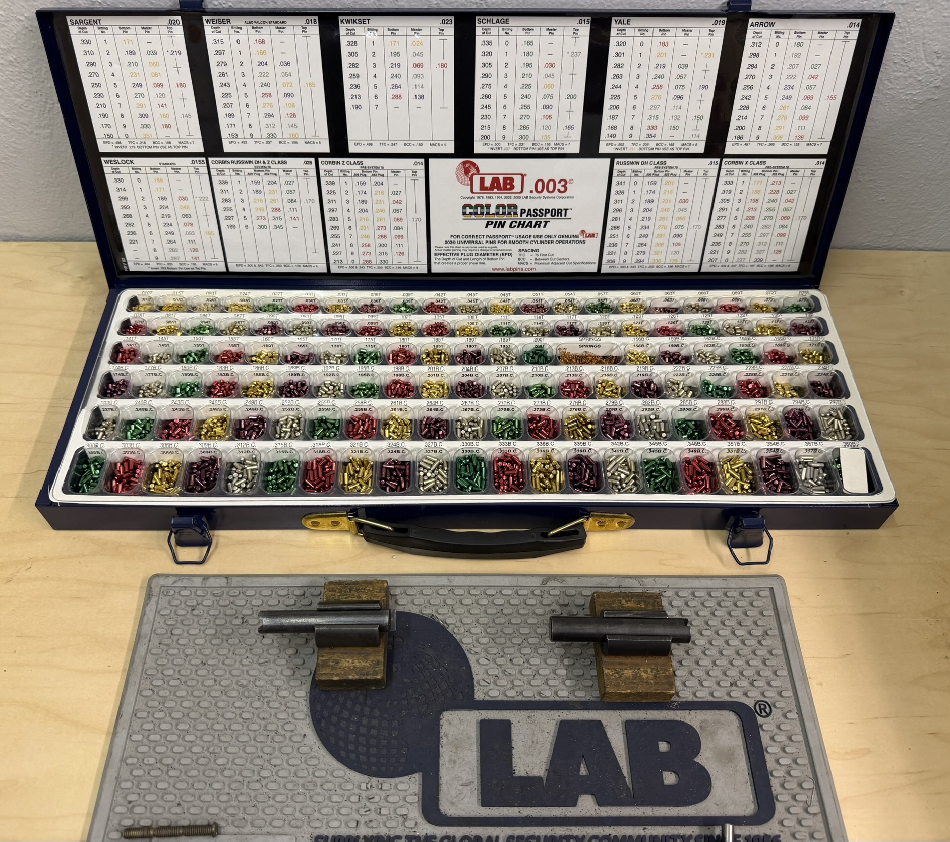 Professional locksmith pin kit and tools
